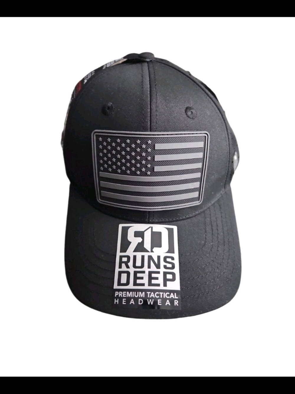 Runs Deep Tactical USA Adjustable Sports  Hat American Flag Black Snapback